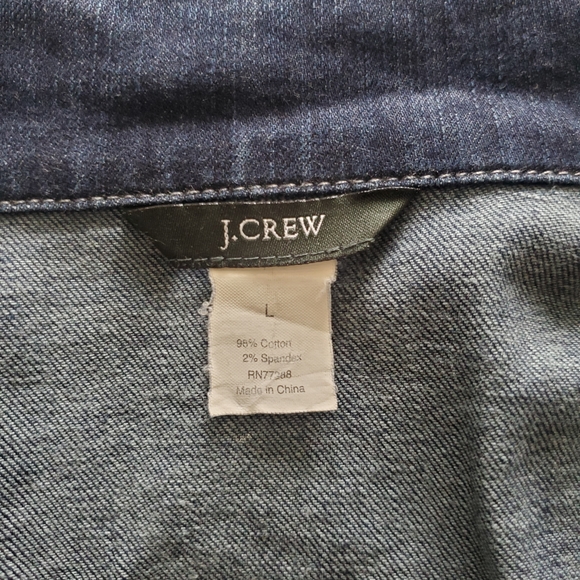 J. Crew Dark Blue Jean Jacket Women's SIZE LARGE. - Picture 2 of 16